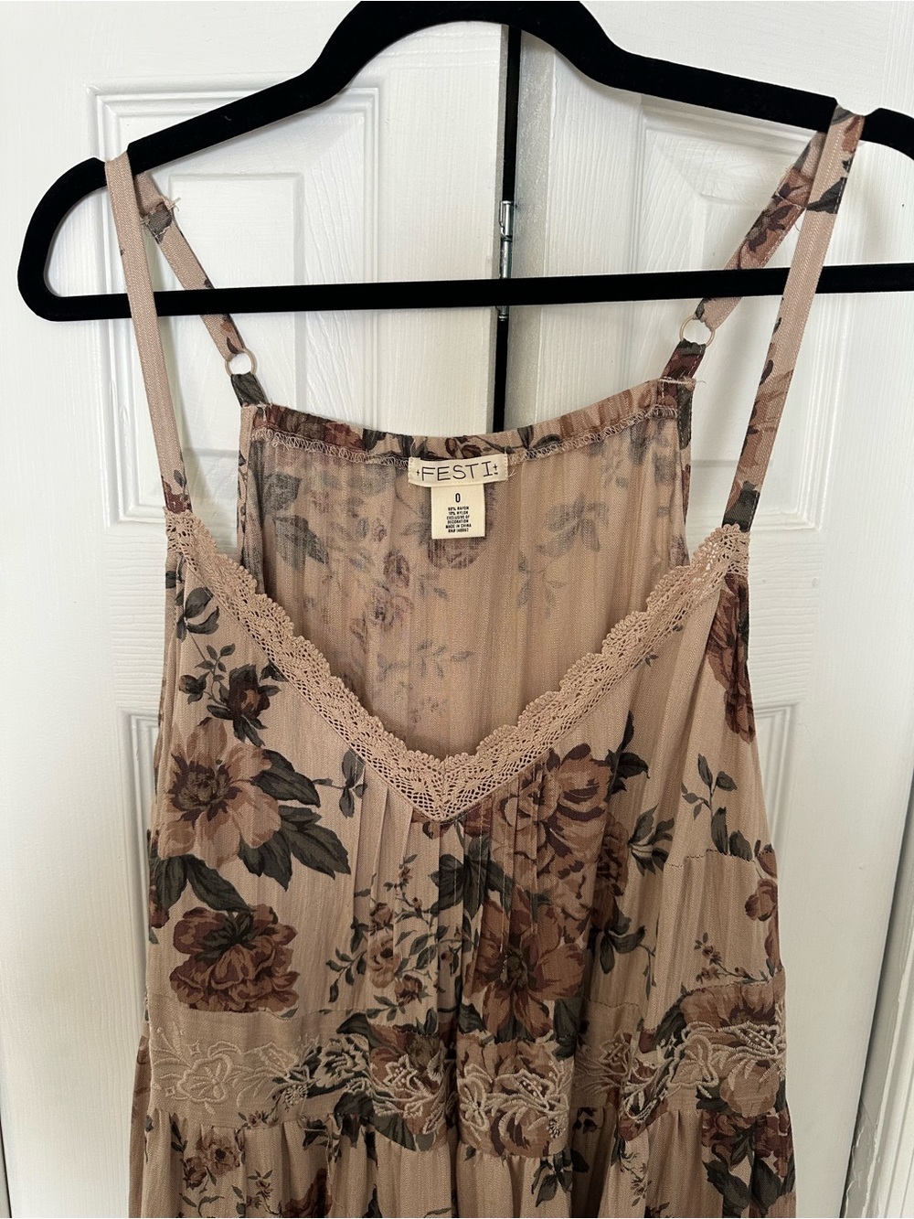 Torrid Festi Dusty Rose Floral Lace-Trim Slip Dress - Picture 2 of 8